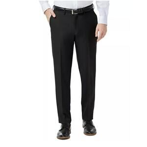 HAGGAR Men's Performance Comfort Dress Pant Straight Fit Black 34W x 30L NWT